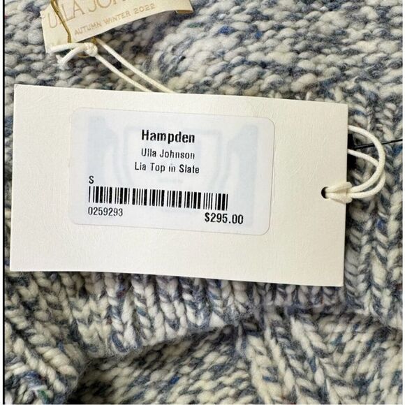 NWT Ulla Johnson Marled Wool Blend Crochet Knit Cropped Lia Top Slate Gray Small - Picture 9 of 11